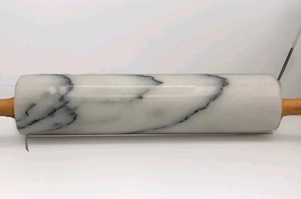 Polished Marble Rolling Pin with Wooden Cradle 10-Inch Barrel - Vintage But NIB - Image 2 of 4