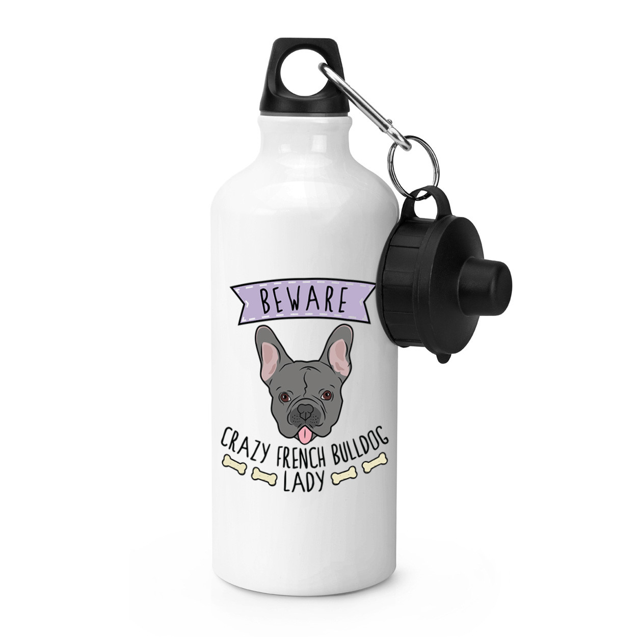 Beware Crazy French Bulldog Lady Sports Drinks Bottle - Funny Dog Animal Puppy