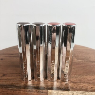4x Sephora Rouge Lip Lacquer (2) L01 POWER SUIT & (2) L02 WICKED SMART Lipstick