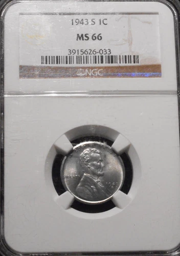 1943-S "Steel"  LINCOLN CENT  - NGC- MS66