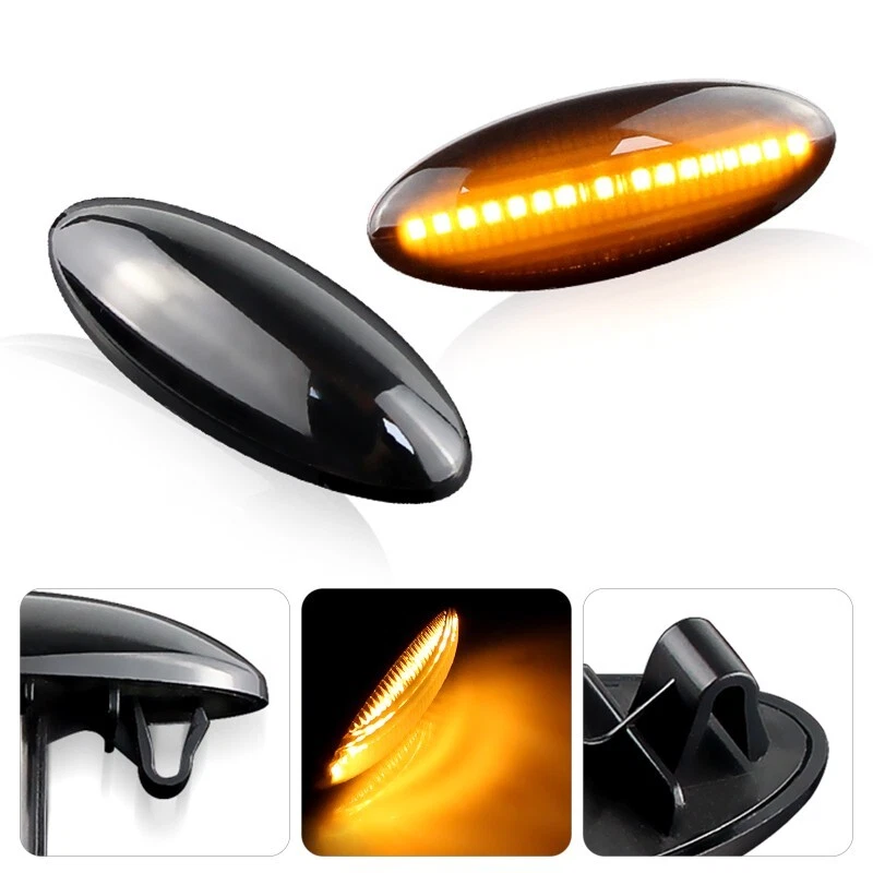 Smoke Lens Amber LED Signal Side Marker Lights For 05-09 Toyota Yaris Hatchback - Image 2 of 4
