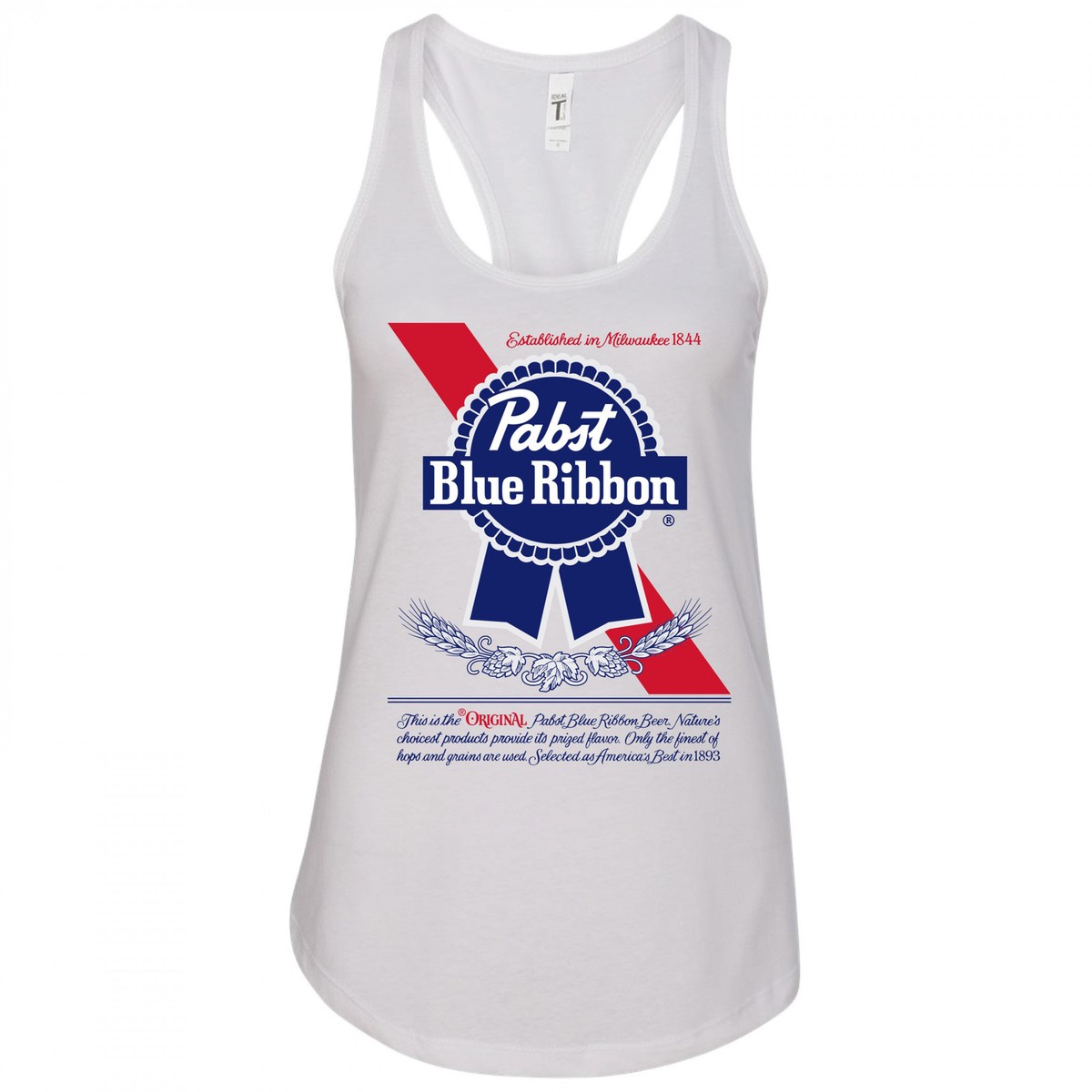 Pabst Blue Ribbon Logo Women's Racerback Tank Top White | eBay