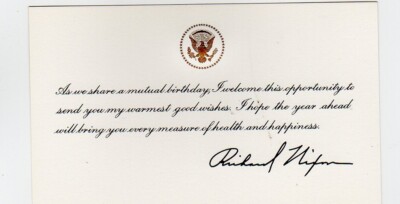 Richard Nixon White House Mutual Birthday Card