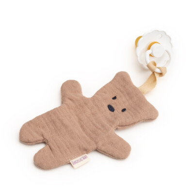 Schnullerhalter Teddybär Musselin | Schnullerkette | 100% Baumwolle | Ökotex 100