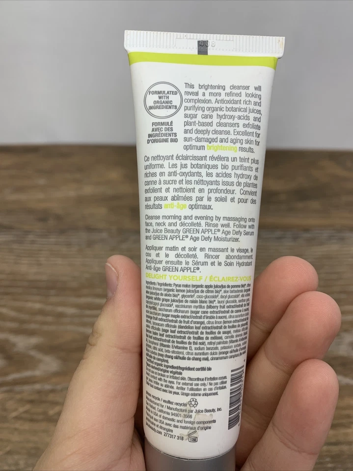Gel limpiador iluminador Juice Beauty verde manzana 2 fl oz 60 ml NUEVO sellado Foto 4 de 4