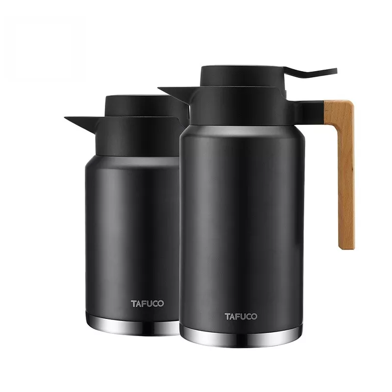 2.0L/1.5L big size wooden handle wide mouth stainless steel coffee/tea  thermos