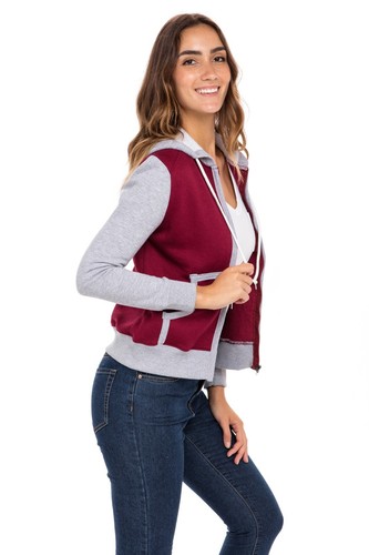 Women's Fleece Full Zip Hoodie Sweatshirt Ladies Classic Fit Long-Sleeve Jackets - Picture 10 of 11