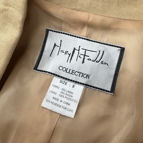 VINTAGE Mary McFadden Longline Trench Coat Blazer Jacket Size 8 NWT Linen Blend - Picture 14 of 15