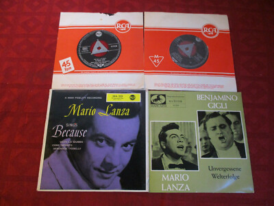 7'' SP + EP 4x MARIO LANZA o sole mio ~ ave maria  ~ because ~ mutter! ~ serenade