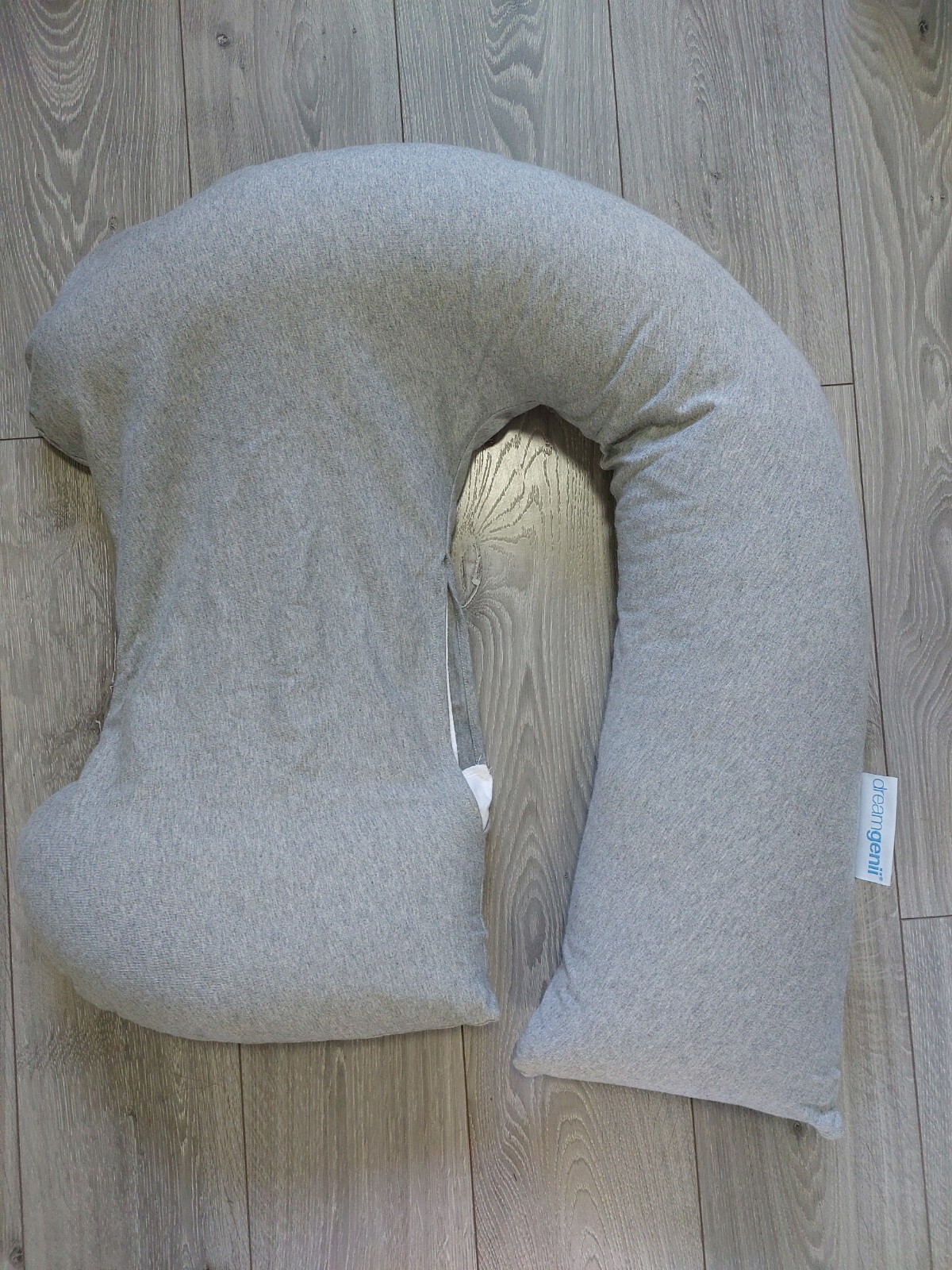 dreamgenii Pregnancy Support and Feeding Pillow, Grey Marl Cotton