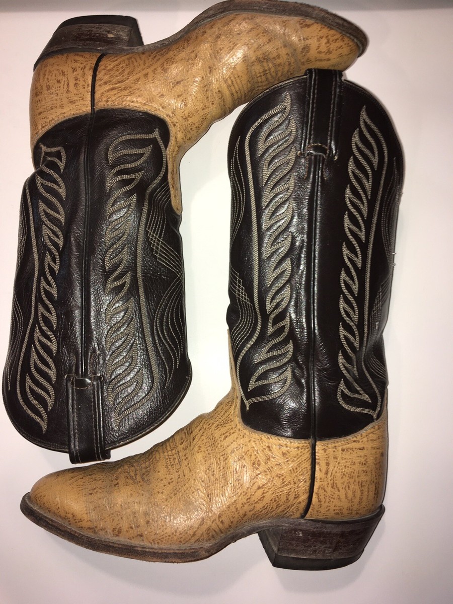 Bottes De Cowboy En Cuir Noir Tony Lama – Homme Taille 8.5 D – Fabriquées Aux USA