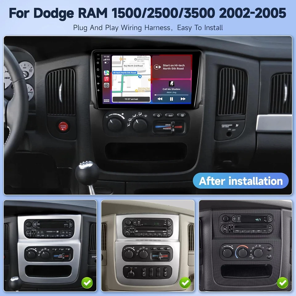 For 2002-2005 Dodge Ram 1500 2500 3500 Android 15 CarPlay Car Stereo Radio GPS - Image 4 of 4