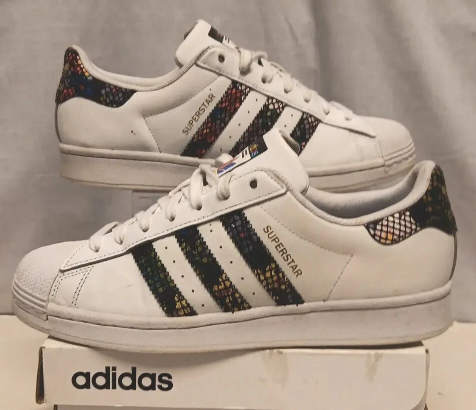 ADIDAS ORIGINALS SUPERSTAR TRAINERS FLORAL TWIST STRIPES FW3692 SIZE 8 EU 42