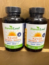 2 Forest leaf Vitamin D3 + K2 (MK7) Supplement - Menaq7 - Calcium and Vitamin D3