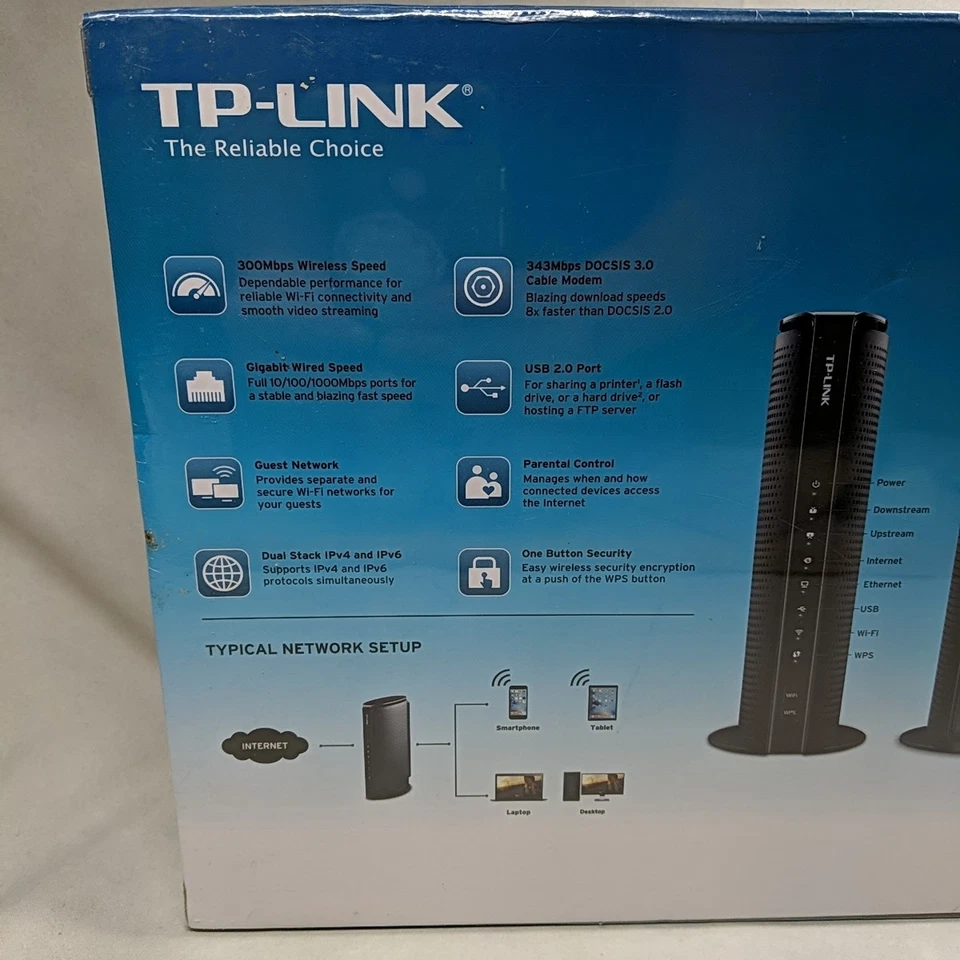 TP-Link TC-W7960 300Mbps Wireless N DOCSIS 3.0 Cable Modem Router Sealed NEW - Image 4 of 4