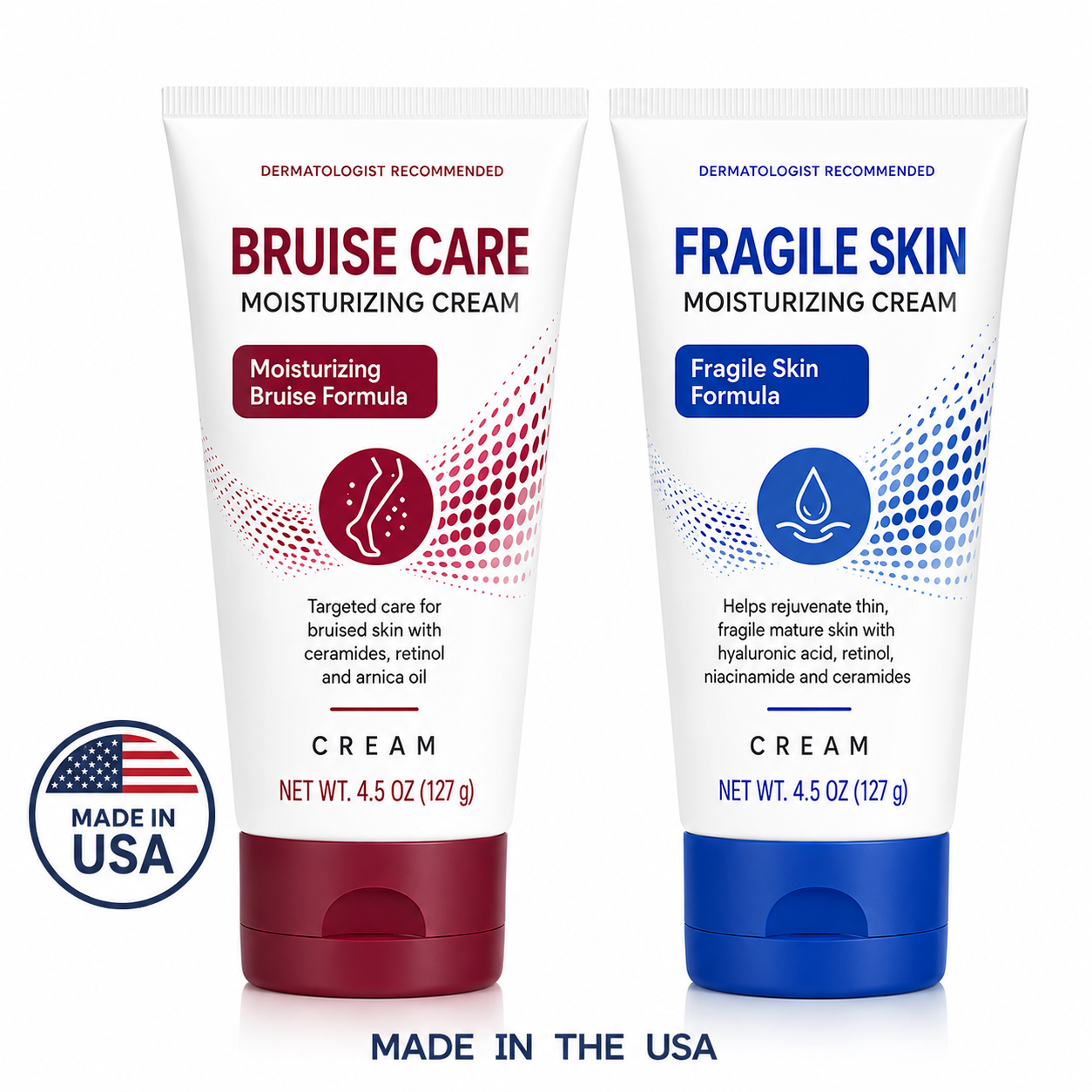 Bruise Care & Fragile Skin Moisturizing Cream 4.5 oz Made in USA