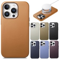 For iPhone 17 Pro Max 16 15 13 Luxury Leather Case Mag Safe Shockproof Cover