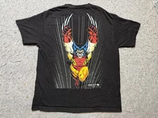 Marvel HUF Shirt Mens Large Black Wolverine Graphic Tee Big Back Print Comics