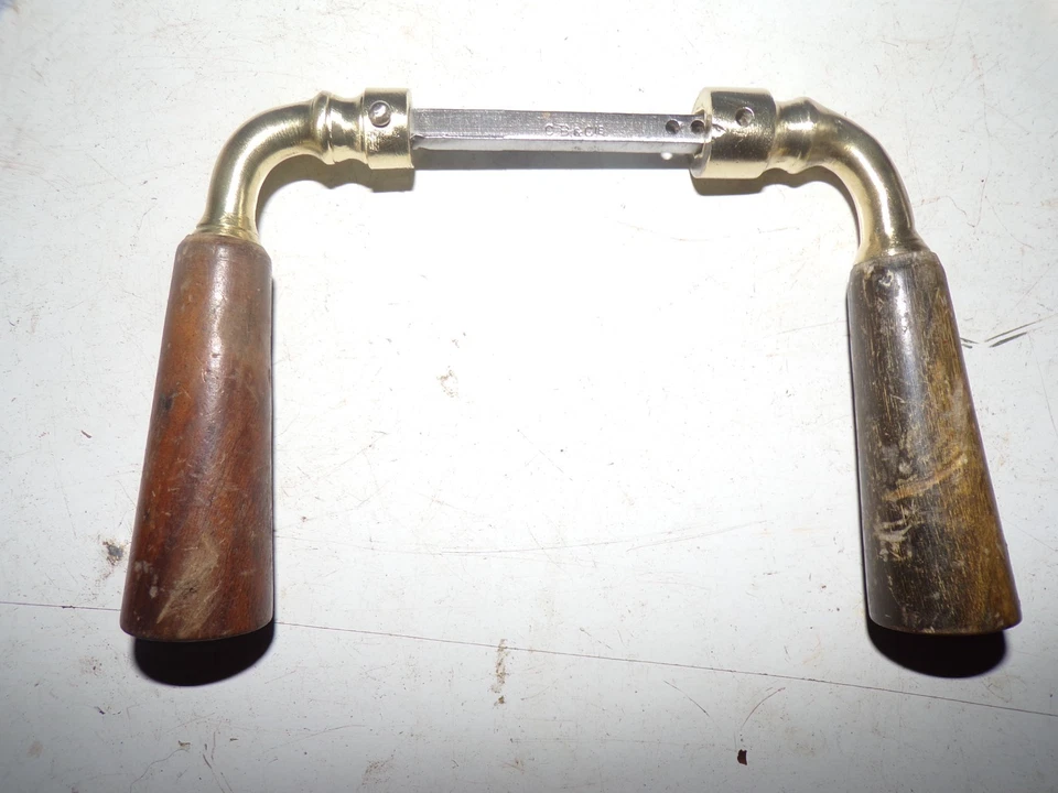 Poignées de porte anciennes en bois et laiton - Photo 1/1