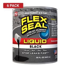 Flex Seal Family of Products Black Liquid Rubber Sealant Coating 32 oz 6-Pack 