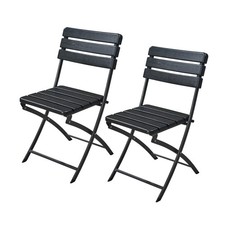 B-Ware SVITA 2er Set Balkonstuhl klappbar Gartenstuhl Bistro Set Outdoor Schwarz