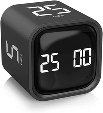 Rotating Pomodoro Timer 5, 25, 10 50 Minutes Preset, Desk Productivity Flip Time