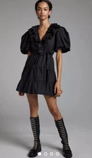 NWT $298 Love The Label Remy Balloon Sleeve Wrap Mini Dress Black Size Medium