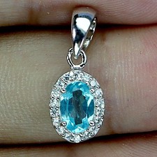 925 Sterling Silver Pendant Oval Apatite 6x4mm Natural Gemstone Jewelry