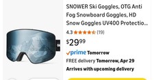 Snower Anti Fog Ski Goggles box Open For Photos