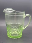 Vintage Anchor Hocking Windsor Green Uranium Glass Ice Lip Pitcher 64 oz
