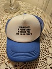 Blue/White Mens Trucker Hat Snap-back Mesh Cap Dirty Vulgar Redneck Humor — photo 1