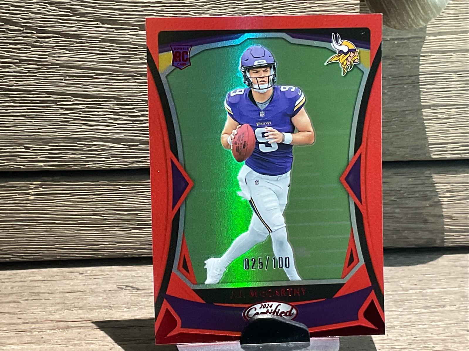 2024 Panini Certified - Rookies J.J. McCarthy #108 Red Mirror /100 (RC)