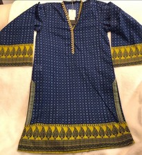 Pakistani Two Piece Printed Kameez And Shalwar.Long Sleeve Shirt.Size Medium.