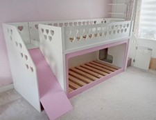 Kids Beds Bunk Bed, mid sleeper with slide, stairs and safety gate