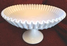 Vintage Fenton Large Milk Glass Hobnail Compote