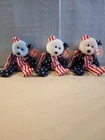 Vintage 1999 TY Beanie Baby 'Spangle' White,Blue & Pink face (3 piece lot)