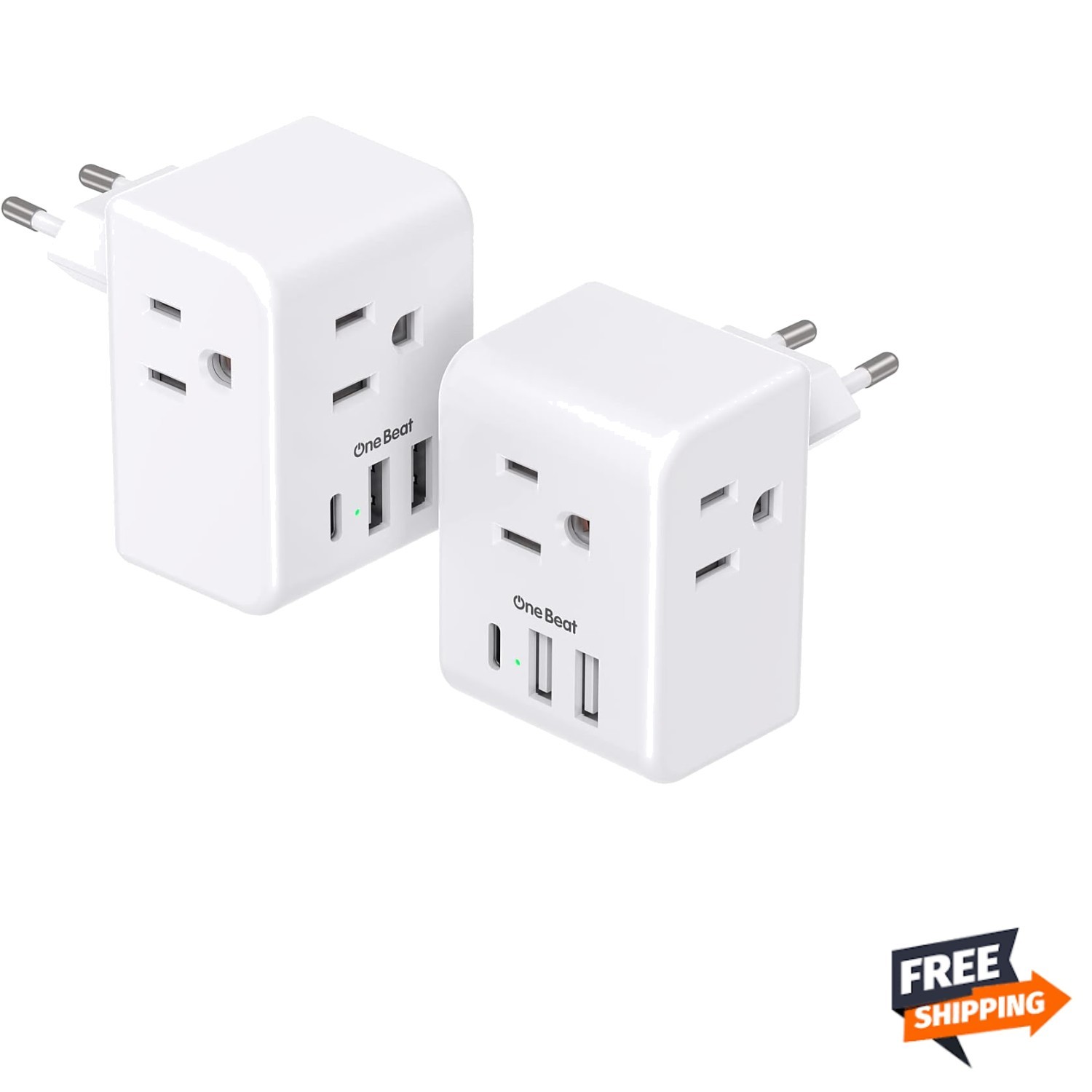 Adaptador de viaje portátil tipo C - 3 tomas y 3 puertos USB para viajeros globales