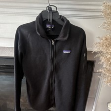 Patagonia Men's Black Full Zip Fleece Jacket Stand-Up Collar Mid-Length Size L