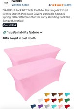 6' ft. 2 Packs Spandex Fitted Stretch Tablecloth Wedding Banquet Party Pink