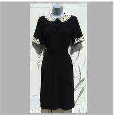 Pearl Lowe Forties Style Black & Cream Tea Dress Size 12