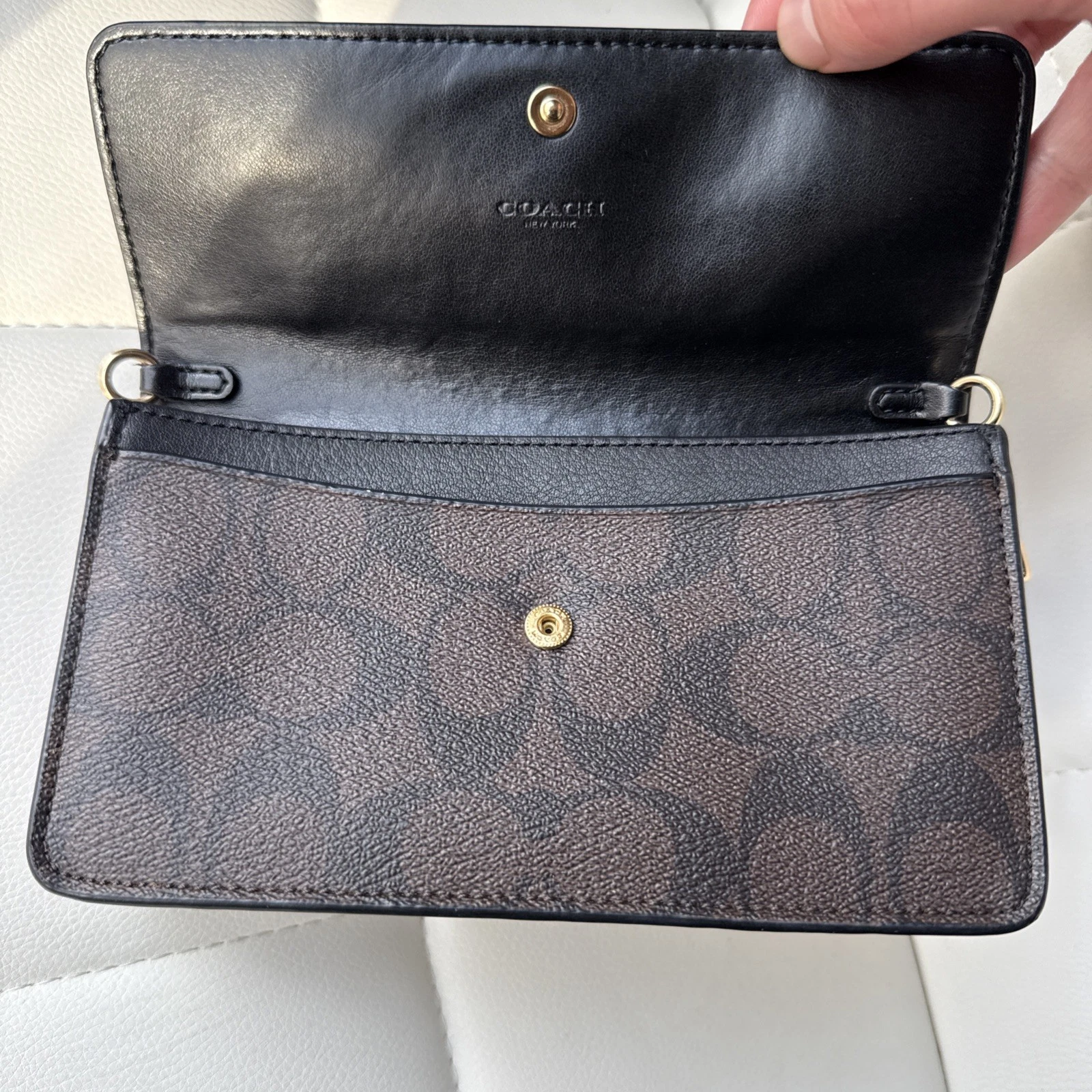 Frizione Coach Foldo convertibile in firma marrone nero # F78229 NO CINTURINO