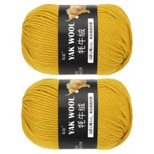 2PCS Crocheting Yarn, Yellow 3 Ply Wool Yarn 200g,220 Yards