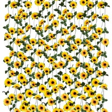10 Pack Artificial Sunflower Garland, 8.2ft/Pcs Silk Sunflowers with Green Le...
