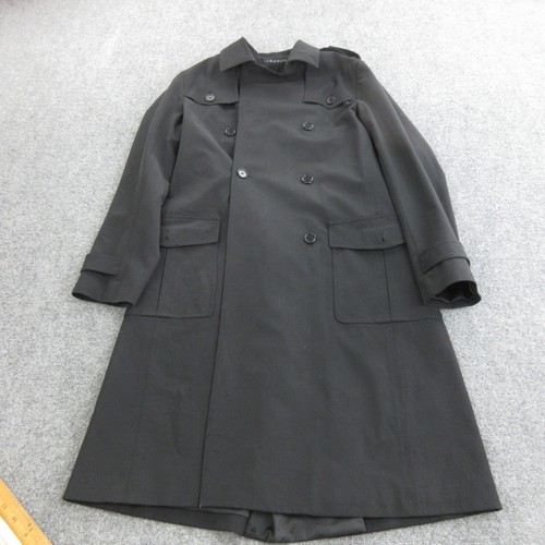 Theory Coat Womens Medium Black Polyester Twill Trench Double Breasted Lined