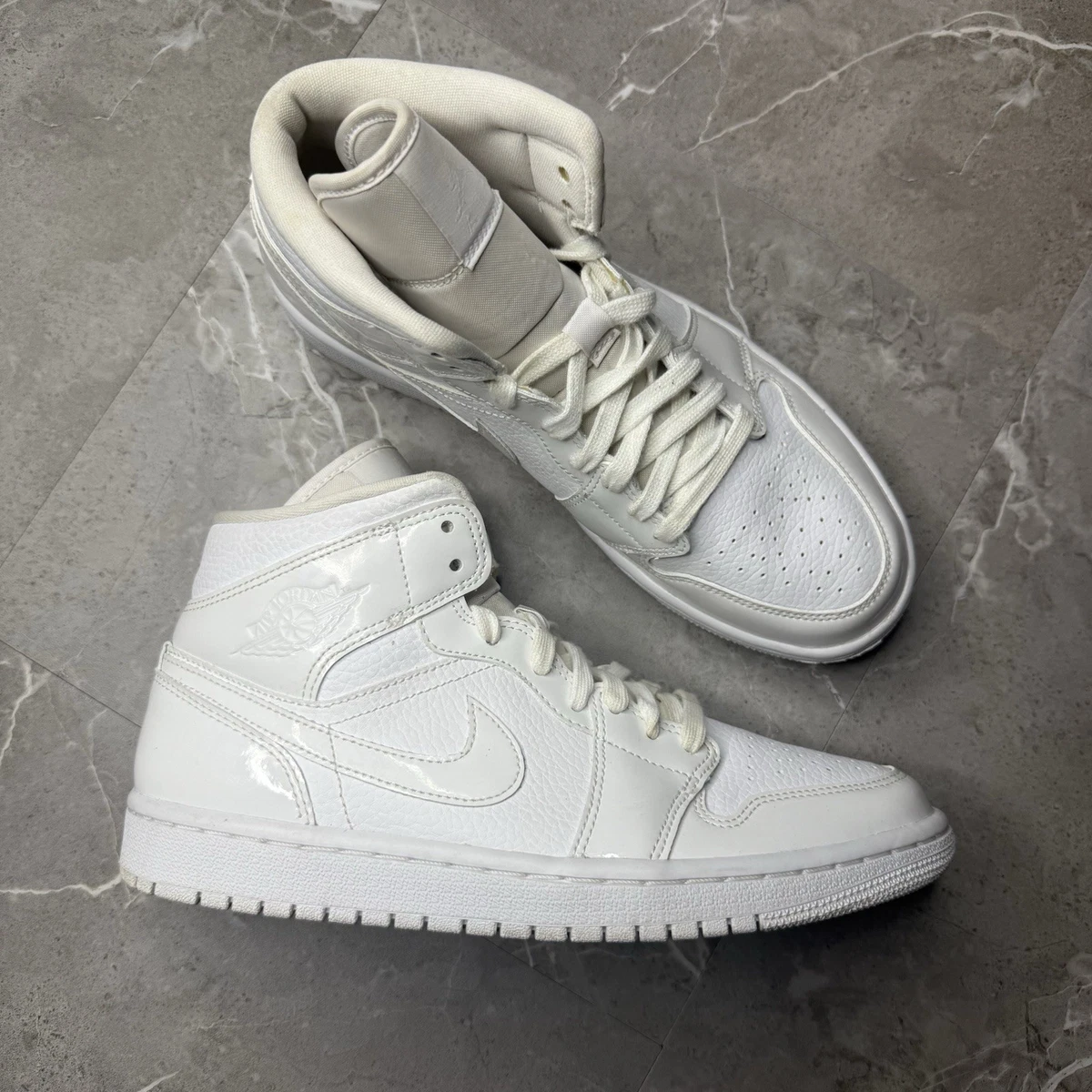 Jordan 1 Mid Triple White Patent W for sale | eBay