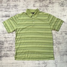 Brooks Brothers 346 Polo Shirt Striped Green Short Sleeve Cotton Men's Medium