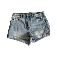 KanCan KC8363L High Rise Distressed Denim Shorts Light Wash Blue Womens Size M