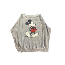 Vintage 1970s Mickey Mouse Raglan Sweatshirt Heather Gray Thin Disney 771