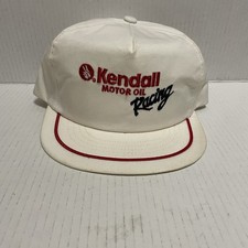 Vtg Kendall Motor Oil Racing Baseball Hat White Snap Back Men Swingster Made USA