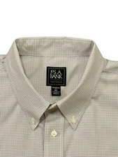 Jos. A. Bank Traveler Men’s 2XLT Button-Down  Gray Lavender Plaid 100% Cotton